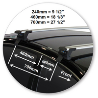 Prorack Silver 2 Bar Aero Through Bar kit to suit Nissan Pulsar 4dr Sedan (2012 - Current)