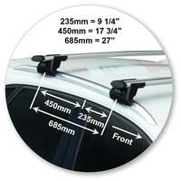 Prorack Silver 2 Bar Aero Through Bar kit to suit Audi Q3/RS Q3 5dr SUV (2012 - 2018)