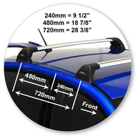 Prorack Silver 2 Bar Aero Flush Bar kit to suit Subaru WRX 4dr Sedan (2011 - 2014)