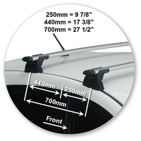 Prorack Silver 2 Bar Aero Through Bar kit to suit Mazda Axela 5dr Hatch (10/2013 - Current)
