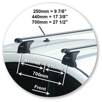 Prorack Silver 2 Bar Heavy Duty Through Bar kit to suit Mazda Axela 5dr Hatch (10/2013 - Current)