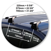 Prorack Silver 2 Bar Aero Through Bar kit to suit Mercedes-Benz B-Class Sports Tourer 5dr Hatch (2012 - 2014)