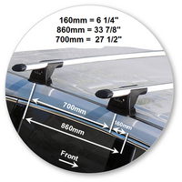 Prorack Silver 2 Bar Aero Through Bar kit to suit Toyota Highlander GX 5dr SUV (2014 - 2/2020)