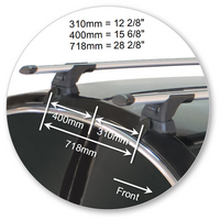 Prorack Silver 2 Bar Aero Through Bar kit to suit Peugeot 508 4dr Sedan (2011 - 2018)