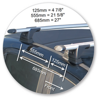 Prorack Silver 2 Bar Aero Through Bar kit to suit Fiat Panda 5dr Hatch (2014 - Current)