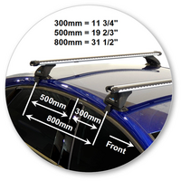 Prorack Silver 2 Bar Heavy Duty Through Bar kit to suit Ford Mondeo 5dr Hatch (2010 - 2014)