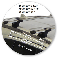 Prorack Silver 2 Bar Aero Through Bar kit to suit Isuzu MU-X 5dr SUV (2014 - 4/2017)