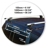 Prorack Silver 2 Bar Aero Through Bar kit to suit Toyota Highlander 5dr SUV (2007 - 2013)