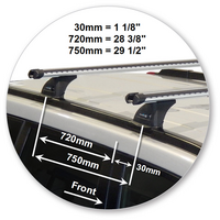 Prorack Silver 2 Bar Heavy Duty Through Bar kit to suit Nissan X-Trail 5dr SUV (2010 - 3/2014)