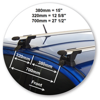 Prorack Silver 2 Bar Aero Through Bar kit to suit Toyota Yaris 5dr Hatch (2011 - 2014)