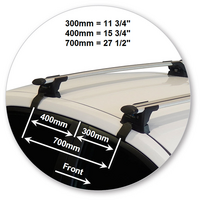 Prorack Silver 2 Bar Aero Through Bar kit to suit Toyota Corolla 4dr Sedan (2014 - 2019)