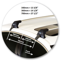 Prorack Silver 2 Bar Aero Flush Bar kit to suit Lexus ES 4dr Sedan (2012 - 2018)