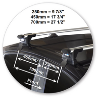 Prorack Silver 2 Bar Aero Through Bar kit to suit Honda City 4dr Sedan (2014 - 4/2017)