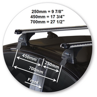 Prorack Silver 2 Bar Heavy Duty Through Bar kit to suit Honda City 4dr Sedan (2014 - 4/2017)