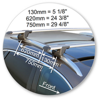 Prorack Black 2 Bar Aero Through Bar kit to suit Porsche Macan 5dr SUV (2014 - Current)