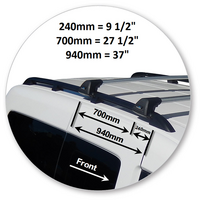 Prorack Black 2 Bar Aero Flush Bar kit to suit Volkswagen Caddy Mobility 5dr MPV (2010 - 2020)