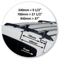 Prorack Black 2 Bar Aero Through Bar kit to suit Volkswagen Caddy Mobility 5dr MPV (2010 - 2020)