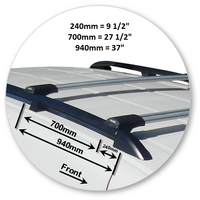 Prorack Silver 2 Bar Aero Rail Bar kit to suit Volkswagen Caddy Mobility 5dr MPV (2010 - 2020)