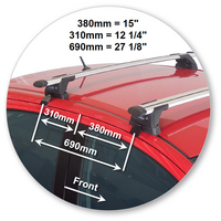 Prorack Silver 2 Bar Aero Through Bar kit to suit Toyota Yaris 5dr Hatch (2014 - 2017)