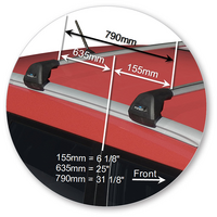 Prorack Silver 2 Bar Aero Flush Bar kit to suit Kia Soul Steel Roof 5dr SUV (2014 - 2019)