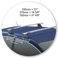 Prorack Silver 2 Bar Aero Through Bar kit to suit Kia Pro Ceed GT 3dr Hatch (2014 - Current)