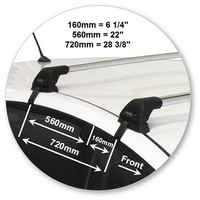 Prorack Silver 2 Bar Aero Flush Bar kit to suit Toyota Prius V (Glass Roof) 5dr Wagon (2012 - Current)