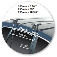 Prorack Black 2 Bar Aero Through Bar kit to suit Subaru Legacy 5dr Wagon (2013 - Current)