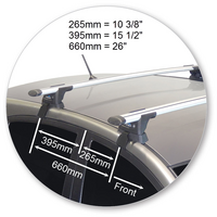 Prorack Silver 2 Bar Aero Through Bar kit to suit Kia Rio 5dr Hatch (8/2005 - 8/2011)