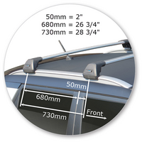 Prorack Silver 2 Bar Aero Flush Bar kit to suit SsangYong Tivoli 5dr SUV (2015 - Current)