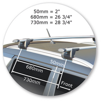 Prorack Silver 2 Bar Aero Through Bar kit to suit SsangYong Tivoli 5dr SUV (2015 - Current)