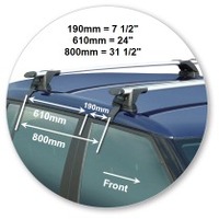 Prorack Silver 2 Bar Aero Through Bar kit to suit Skoda Fabia 5dr Hatch (2007 - 2014)