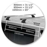 Prorack Black 2 Bar Heavy Duty Through Bar kit to suit Nissan NV350 Low Roof 5dr Van (2012 - Current)