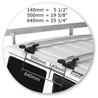Prorack Silver 2 Bar Aero Through Bar kit to suit Volkswagen Transporter T5 4dr Ute (2003 - 2015)