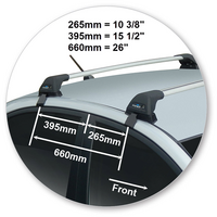 Prorack Silver 2 Bar Aero Flush Bar kit to suit Kia Rio 4dr Sedan (2005 - 2011)