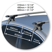 Prorack Silver 2 Bar Aero Through Bar kit to suit Audi A4/S4/RS4 4dr Sedan (3/2016 - Current)