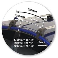 Prorack Silver 2 Bar Aero Flush Bar kit to suit Toyota Prius 5dr Hatch (4/2016 - Current)