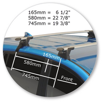 Prorack Silver 2 Bar Aero Through Bar kit to suit Toyota Rav4 5dr SUV (2013 - 4/2019)