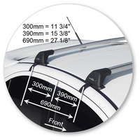 Prorack Silver 2 Bar Aero Flush Bar kit to suit Mitsubishi Lancer 5dr Hatch (9/2007 - 2016)