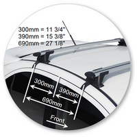 Prorack Black 2 Bar Aero Through Bar kit to suit Mitsubishi Lancer 5dr Hatch (9/2007 - 2016)