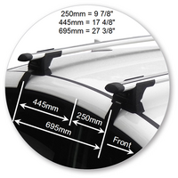 Prorack Silver 2 Bar Aero Through Bar kit to suit Kia Cerato 4dr Sedan (2013 - 6/2018)