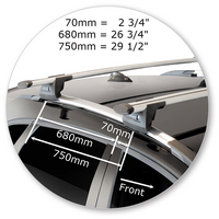 Prorack Silver 2 Bar Aero Through Bar kit to suit Volvo V40 CC 5dr Hatch (2013 - 2015)