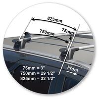 Prorack Silver 2 Bar Aero Through Bar kit to suit Toyota Fortuner GXL/Limited 5dr SUV (2015 - Current)