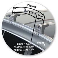 Prorack Silver 2 Bar Aero Through Bar kit to suit Volkswagen Passat 5dr Wagon (5/2015 - Current)