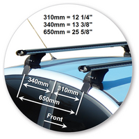 Prorack Silver 2 Bar Heavy Duty Through Bar kit to suit Hyundai Accent Active 4dr Sedan (2011 - 2020)