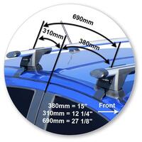 Prorack Silver 2 Bar Aero Through Bar kit to suit Toyota Yaris 5dr Hatch (2017 - 4/2020)