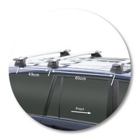 Prorack Silver 3 Bar Aero Through Bar kit to suit Toyota Land Cruiser Prado 120 Series 5dr SUV (3/2003 - 11/2009)