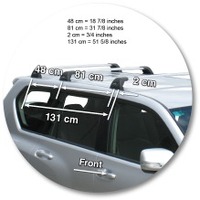 Prorack Silver 3 Bar Aero Flush Bar kit to suit Toyota Land Cruiser Prado 150 Series 5dr SUV (12/2009 - Current)