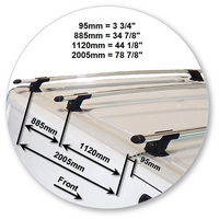 Prorack Silver 3 Bar Aero Through Bar kit to suit Ford Transit Custom 4dr Van (2014 - Current)