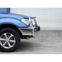 ECB Polished Winch BullBar with Bumper Lights to suit Nissan Navara D40 ST-X 05/10 - 11/11