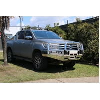 ECB Black Ripple Winch BullBar with Bumper Lights to suit Toyota HiLux SR5 4WD 07/15 - 05/18